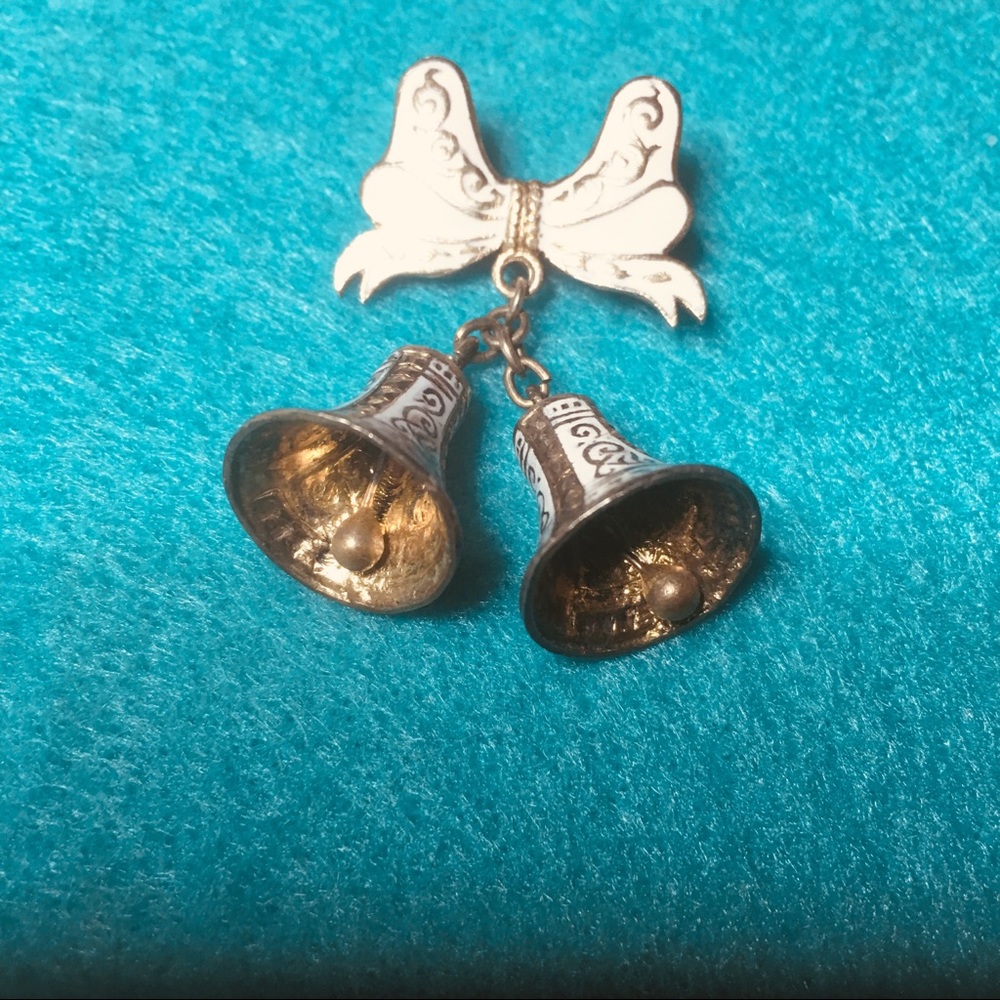 Vintage Siam Bells Sterling Silver Gold Dipped Pin - image 1
